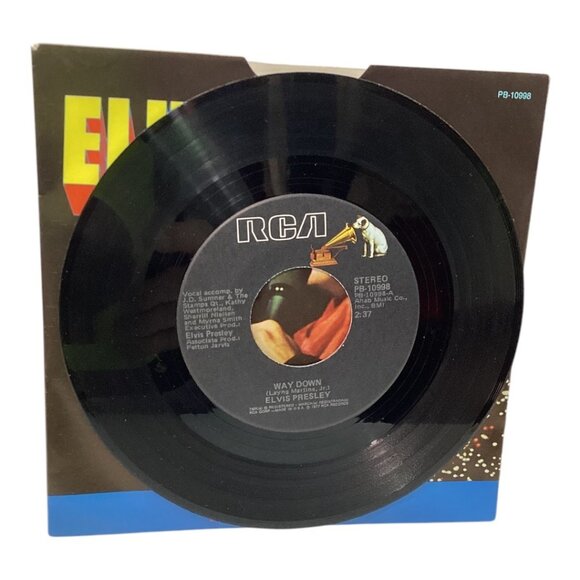 Elvis Presley 1977 Vinyl Record Way Down RCA Single With Picture Sleeve - Picture 3 of 4